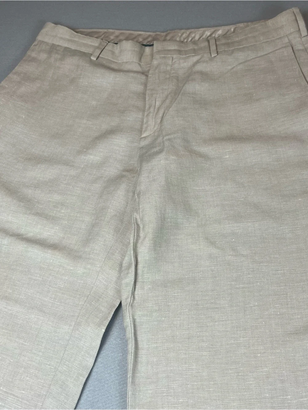 Cubavera Mens Linen Blend Pants 36x32 Beige Tan Flat Front Beach Resort Summer